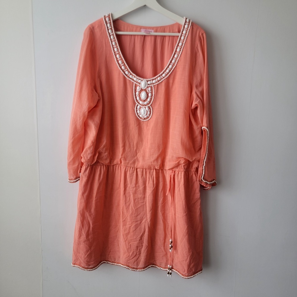 Lilly Pulitzer women's Delisa Beaded Dress size XL Let's Cha Cha Scoop Neck